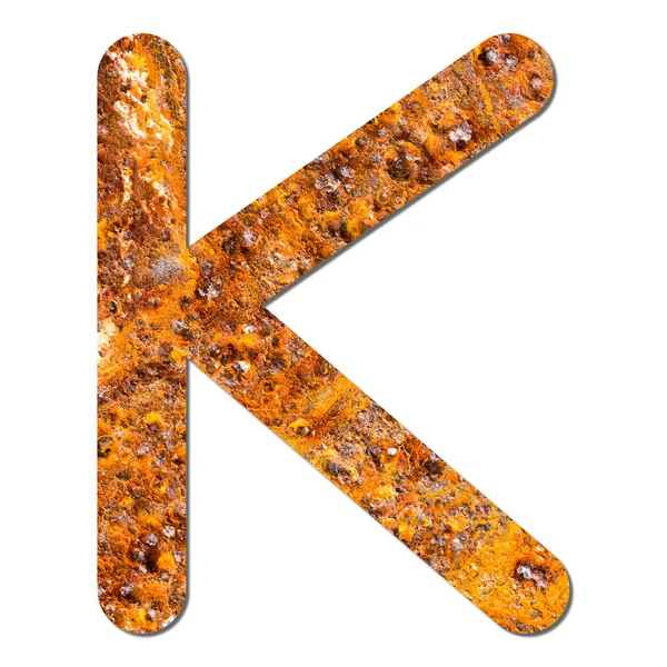 Font rusty steel texture alphabet K — Stock Photo, Image