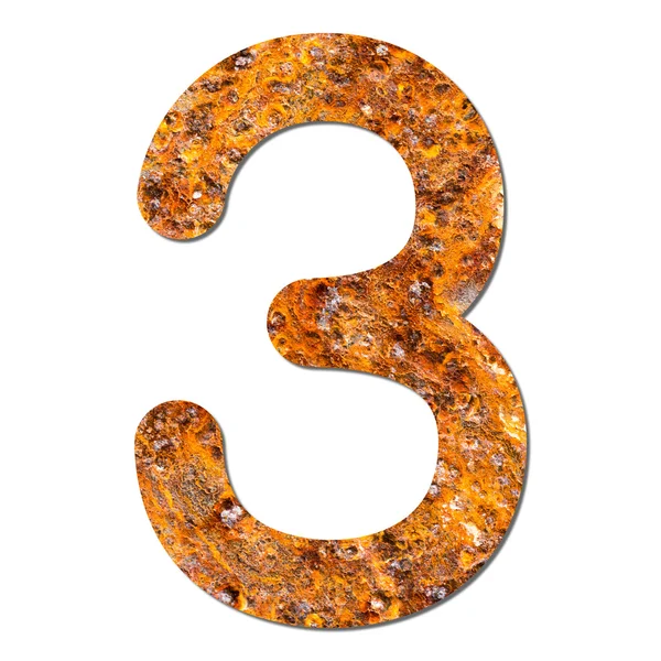 Font rusty steel texture numeric three 3 — Stock Photo, Image