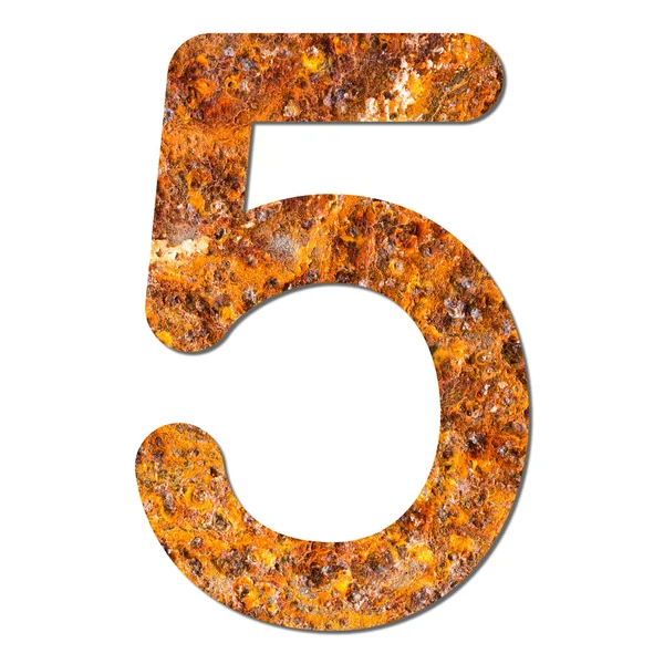 Carattere rusty steel texture numeric five 5 — Foto Stock