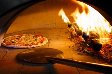 Firewood oven pizza clipart