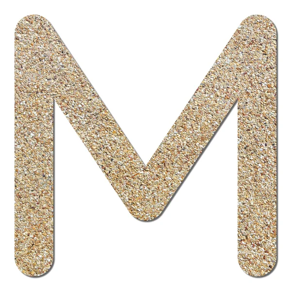 Czcionki żwir szorstki tekstura alfabetu m — Zdjęcie stockowe
