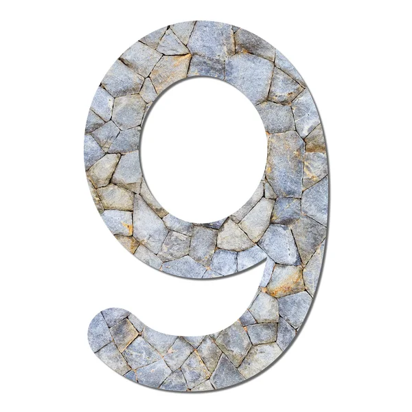 Font stone wall texture numeric 9 — Stock Photo, Image