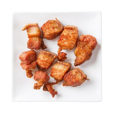 herb ile derin kızarmış çizgili domuz eti