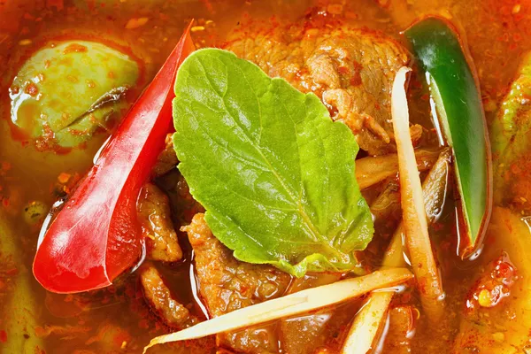 Spicy red curry with pork — Stock Photo, Image