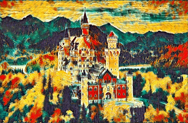 Castle Europe Digital Painting — стоковое фото