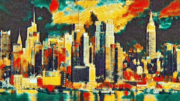 New York Colored Digital Painting — Stock Fotó