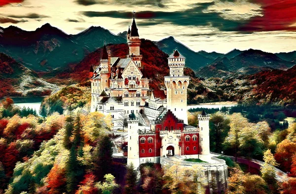 Castle Europe Digital Painting — стоковое фото