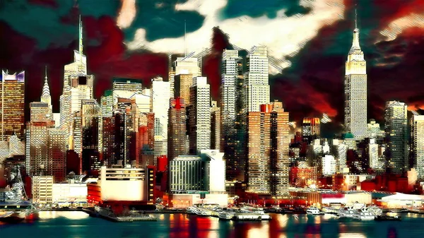 New York Colored Digital Painting — стокове фото