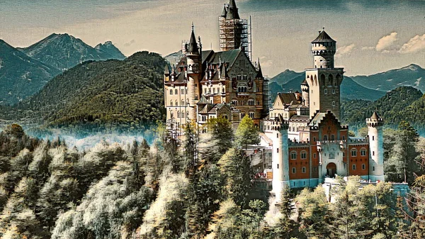Castle Europe Digital Painting — Stockfoto
