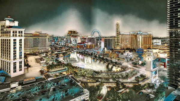 Las Vegas Colored Digital Painting — 스톡 사진