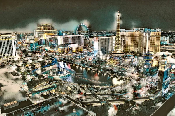 Las Vegas Colored Digital Painting — 스톡 사진
