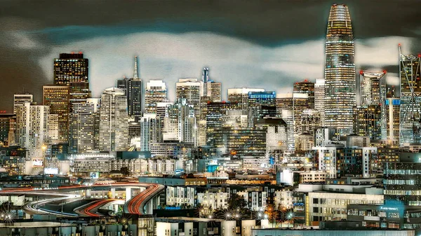 San Francisco Colored Digital Painting — Stockfoto