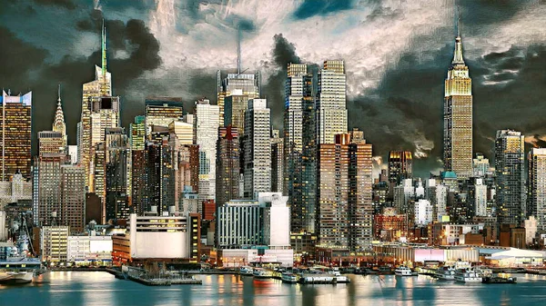 Ψηφιακή Ζωγραφική Χρώματος Νέας Υόρκης — Φωτογραφία Αρχείου