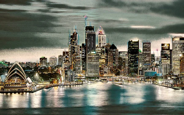 Pintura Digital Colorida Sydney — Fotografia de Stock