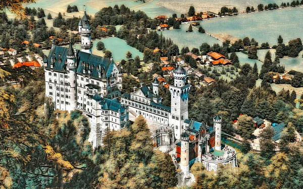 Castle Europe Digital Painting 스톡 사진