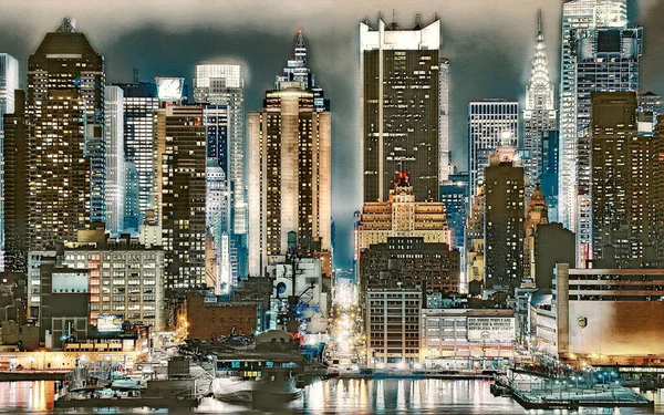 New York Colored Digital Painting 로열티 프리 스톡 사진