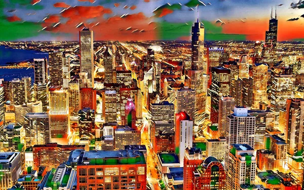 Chicago Digital Art Bild — Stockfoto