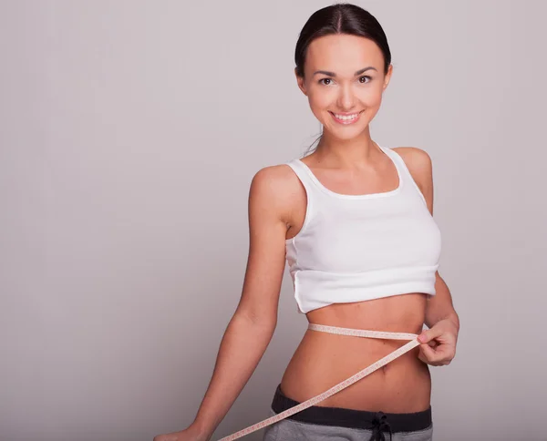 Happy slender beautiful girl — Stock Photo, Image