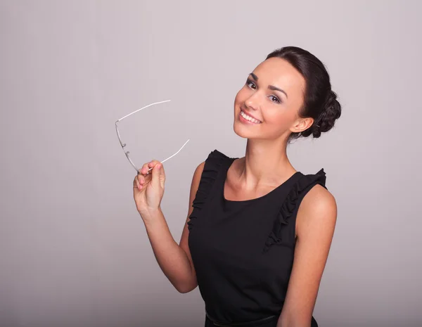 The girl with points in hands — Stock Photo, Image