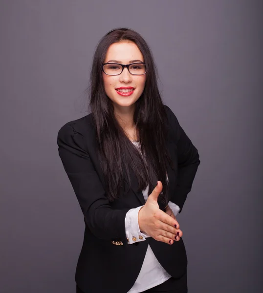 Woman gives a hand to shake — Stock Photo, Image