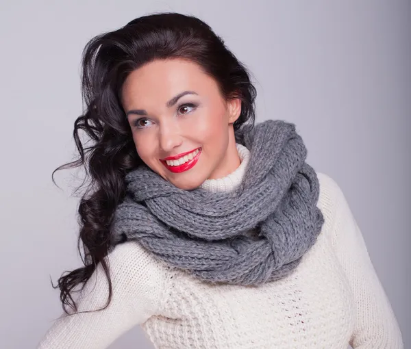 Beautiful girl in a scarf — Stock Photo, Image