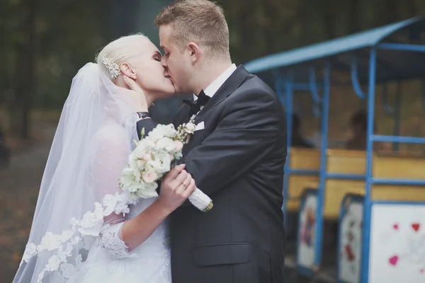 Küssendes Hochzeitspaar — Stockfoto