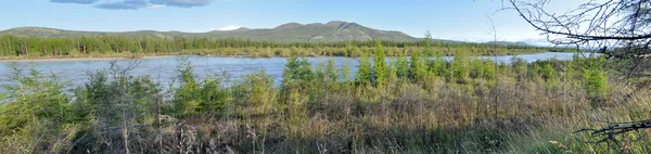 Panorama of a mountain river. — Stock Photo, Image