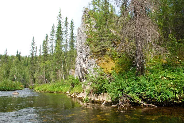 Stenen op de grote sarjuga van de rivier. — Stockfoto