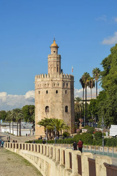 Sevilla Daki Altın Kule Spanya Nın Başkenti Endülüs Teki Toprak — Stok fotoğraf