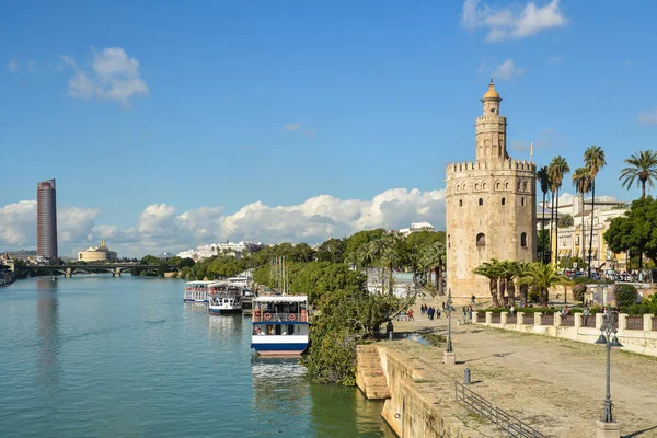 Torre Dorada Sevilla Terraplén Capital Andalucía España — Foto de Stock