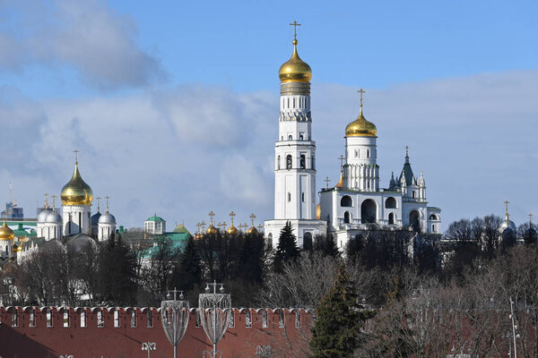 Temples of the Moscow Kremlin. Orthodox cathedrals in the center of the capital of Russia.