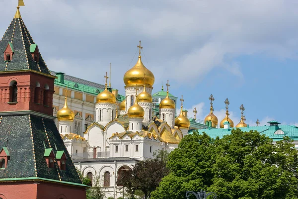 Świątynie Moskiewskiego Kremla Katedry Prawosławne Centrum Stolicy Rosji — Zdjęcie stockowe