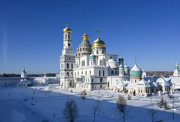 Winter Een Orthodox Klooster Heldere Winterdag Het Klooster Van New — Stockfoto