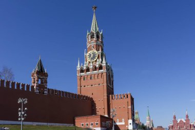 Moskova Kremlin 'i. Moskova 'daki Kızıl Meydan, Rusya.