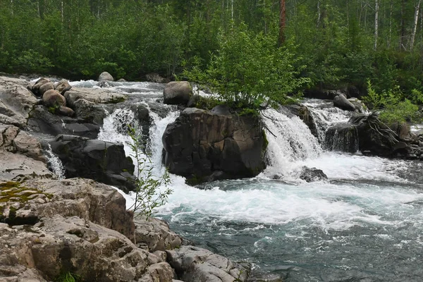 普托拉纳高原上的瀑布湍急的水流在山溪上 — 图库照片