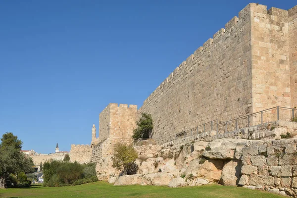 Las Murallas Ciudad Vieja Jerusalén Paisaje Urbano Parte Histórica Capital —  Fotos de Stock