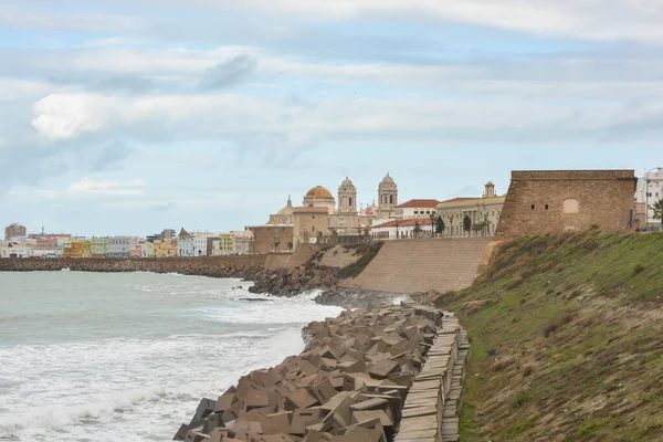 Die Kathedrale Des Heiligen Kreuzes Cadiz Spanien Das Ufer Der — Stockfoto