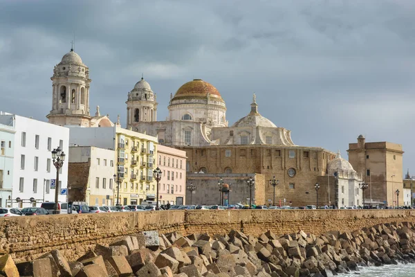 Die Kathedrale Des Heiligen Kreuzes Cadiz Spanien Das Ufer Der — Stockfoto