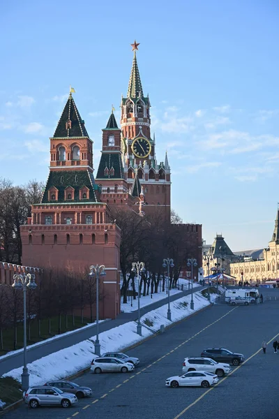 Moszkvai Kreml Közelében Este Moszkva Központjában — Stock Fotó