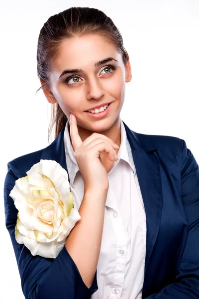 Portrait of a girl looking to side and up — Stock Photo, Image