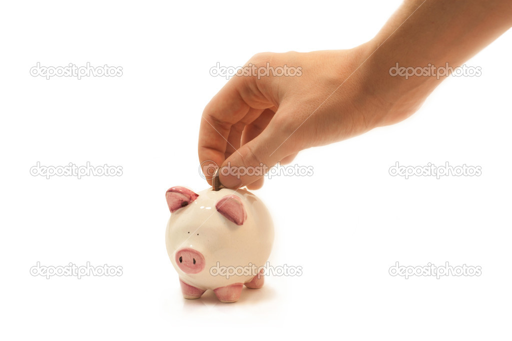 piggy moneybox with hand