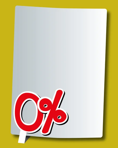 Zero percent icon on white paper — Stock Vector