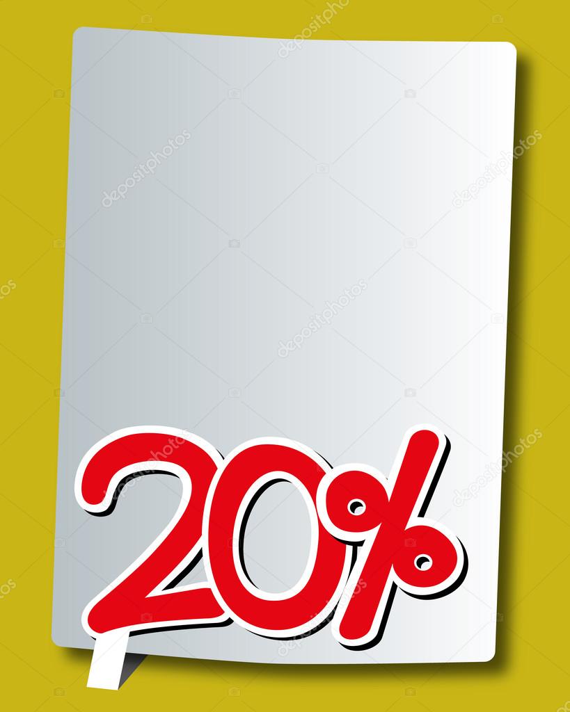 Twenty percent icon on white paper