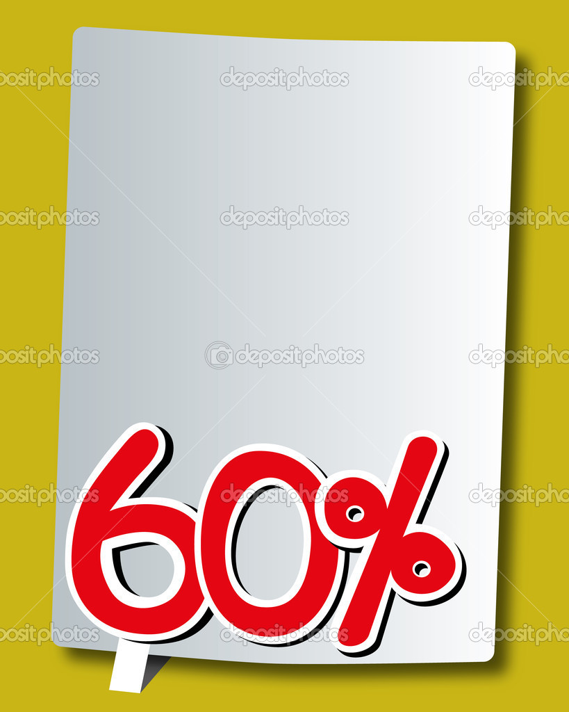 Sixty percent icon on white paper