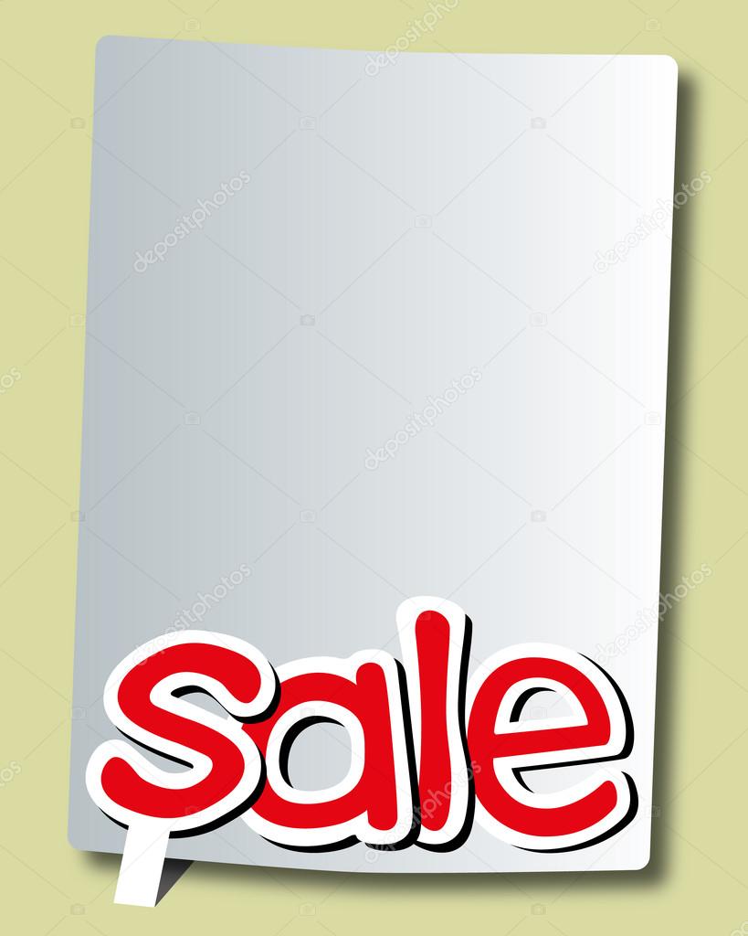 Sale sign on white paper