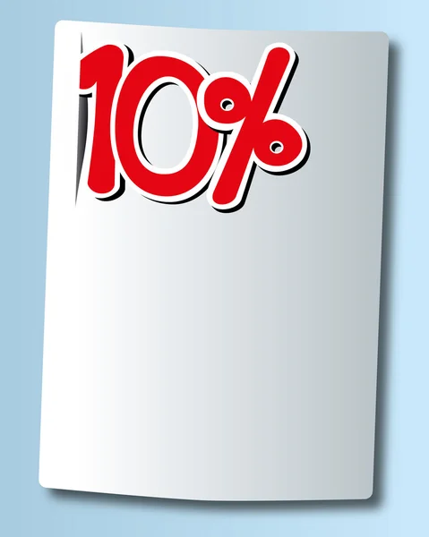 Deset procent ikona na bílém papíře — Stockový vektor