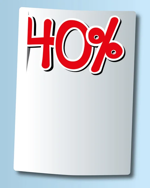Veertig procent pictogram op wit papier — Stockvector