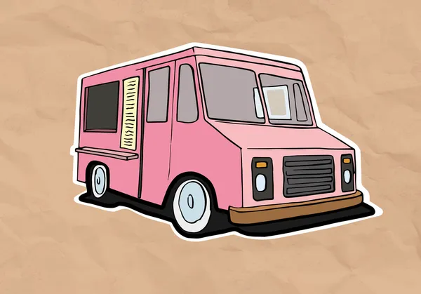 Illustrazione del camion del gelato su vecchia carta — Vettoriale Stock