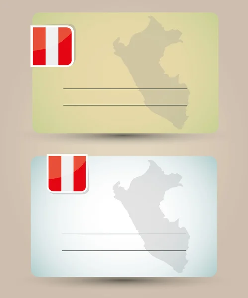 Iş kartı bayrak ve peru Haritası — Stok Vektör