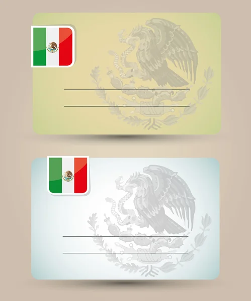 Tarjeta de visita con bandera y escudo de armas de México — Archivo Imágenes Vectoriales